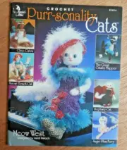 NEW! Annie's Attic Crochet "Purr-Sonality Cats" w 6 Fancy Cat Dolls - 16" Tall