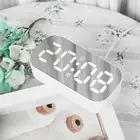 Adjustable Brightness LED Mirror Digital Alarm Clock for Home and Workspace