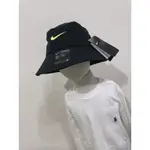 現貨NIKE 遮陽漁夫帽-兒童款/黑色/螢光LOGO/防曬帽/大帽沿