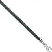 [JewelryWeb] 925 Sterling Silver Reflections Gray Leather With 5 Centimeters Ext Choker Wrap bracelet Wrap-Bracelet for Women