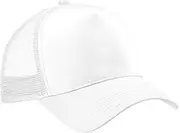 [Beechfield] Mens Half Mesh Trucker Cap/Headwear (UK Size: One Size) (White/White)