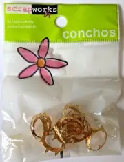 Scrap Works Embellishments - 12 Gold Oval Conchos Hugs - CO105 NEW