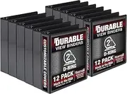 Samsill Durable 2 Inch Binder, Made in The USA, D Ring Customizable Clear View Binder, Black, 12 Pack, Each Holds 480 Pages