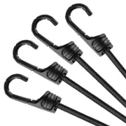 48 Inch Black Bungee Cords with Hooks Heavy Duty 4 Pcs