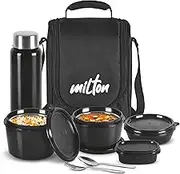 Milton Microwave Tiffin Lunch Box Set for Adults and Kids, Bento Box with Jacket, Leak Proof, Perfect for Meal Prep, Snack Box, Food Storage & School, Easy to Clean- Pro Lunch Containers and Bottle