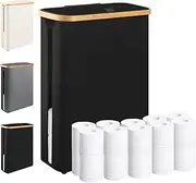 Dotpilgo Extra Large Toilet Paper Storage Basket with Lid Slim Toilet Paper Basket Holder Bin Container Organizer for Bathroom Hold up to 20 Regular Rolls or 15 Mega Rolls
