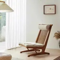 在飛比找樂天市場購物網優惠-侘寂風中島復古中島喬治椅實木休閒椅躺椅日式單人沙發椅高背沙發