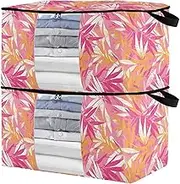sanluoli 90L 2 Pack Under Bed Storage Containers with Reinforced Handles, clear window Bed Sheet Organizer For Closet