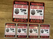 SECURITY SIGN 10 INCHES LARGE AVISO STICKER 6 LOT 24 Hr Video CAMERA STICKER