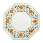 12" Marble Side Table Semi Precious Stones Work Handmade Inlay Home Decor