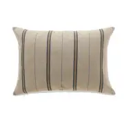 French Stripe Navy Blue On Beige With Feather Down Insert Pillow