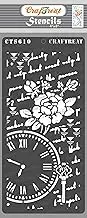 CrafTreat Rose Clock Stencils for Painting on Canvas, Wallart, Home Decor, Bullet Journal Notebook and Scrapbooking - Alarm Clock - 4"X8" Room Decor Stencil - Reusable Stencil Arts & Crafts Supplies