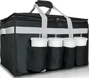 ✨ Insulated Food Delivery Bag with Cup Holders/Drink Carriers Premium XXL, Great