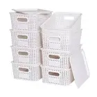 Plastic Storage Baskets with Lid-Plastic Storage Containers Stackable White