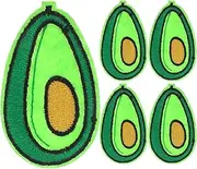 CLISPEED 5pcs Cute Fruit Embroidered Iron Patches Easy Peel Stick Appliques for Jackets Backpacks Jeans Stylish DIY Embellishments Green