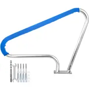 Pool Rail 48x36 Pool Railing 304 Stainless Steel 250LBS Load Capacity Silver Rustproof Pool Handrail Humanized Swimming Pool Handrail with Blue Grip Cover & M8 Drill Bit & Self-Taping