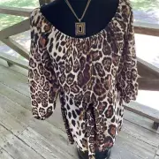 BooHoo Women's Leopard Print, Off Shoulder, Tie Waist Dress Size 8 NWT Cute