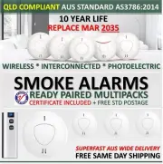 Paired Wireless Interconnected Photoelectric Smoke Alarm Detector 10-Yr Battery