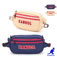 在飛比找momo購物網優惠-【KANGOL】英國袋鼠撞色刺繡絨毛logo腰包側背包胸肩包