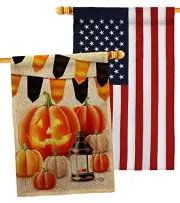 Halloween Lantern Burlap House Flag - Pack Fall Harvest & Autumn Scarecrow Pu...