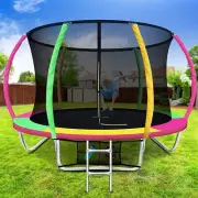 8FT Trampoline Round Safety Net Pad Steel Frame Trampolines Kid Enclosure Ladder