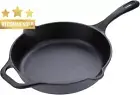 10" Cast Iron Skillet Frypan - Pre-Seasoned, Long Handle, Medium, Black