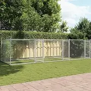 Galvanised Steel Dog Kennel - Large Outdoor Cage for Dogs, Heavy Duty, Grey Run, Kennels for Extra Safe Pet Enclosure