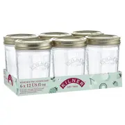 Kilner Wide Mouth Preserve Mason Jars Set of 6 – 350ml Glass Canning Storage Screw Lid