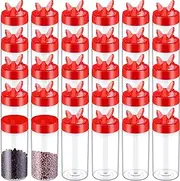 Uiifan 30 Pack 8.7 oz/250 ml Plastic Spice Jar with Shaker Lids Clear Seasoning Containers Empty Seasoning Bottles Red Lids Jars for Kitchen Storing Seasoning Salt Sugar Pepper Powder