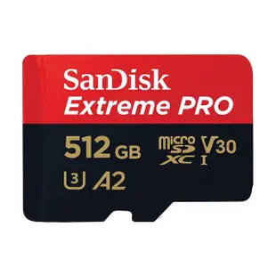 【SanDisk 晟碟】512GB 200MB/s Extreme Pro microSDXC U3 V30 A2 記憶卡(平輸 附轉卡)