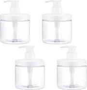 4 Pieces Lotion Bottles Plastic Pump Bottle Dispenser 500 ml Shampoo and Conditioner Dispenser Refillable Empty Shampoo Bottles with Pump for Travel Shower Essential Oil Soap (White, One Size)