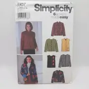Simplicity 5907 Misses' Cardigan Jacket Or Vest Sewing Pattern Size L-XL Uncut