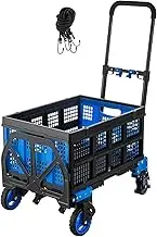 Trailer Hand Truck Folding Hand Truck, Heavy Duty Hand Truck Dolly Cart, Convertible Dolly Cart 330lbs Capacity W/Foldable Basket Home Hand Truck