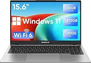 INHONLAP Laptop Computer, 15.6 Inch FHD IPS Display Laptop, 16GB LPDDR5 RAM Laptops, 4-Cores N100 Processor, Up to 3.4 GHz, 11 Pro, WiFi 6, BT 5.0, Webcam, USB-C, Long Lasting Battery