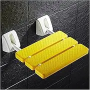FFSPIIO Folding Shower Chair, for Seniors Pregnant Woman Space-Saving Shower Seat Wall Mounted Bathroom Rest Seat Shower Chair(Yellow)