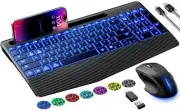 Wireless Keyboard and , Ergonomic Keyboard - RGB Backlit, Rechargeable, Quiet...