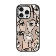 iPhone 16 Pro Impact Case MagSafe Compatible FACE MOSAIC SKETCH 4 DARK SKIN IPHONE, ABSTRACT MINIMAL PEOPLE MEN ILLUSTRATION COOL DAD By Ebi Emporium
