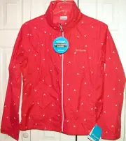 COLUMBIA SWITCHBACK PRINTED JACKET FULL ZIP HOOD RED WOMEN'S XL