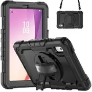 USP Rugged Lenovo Tab M9 (9') Case + Screen Protector Black - Built-in-Kickstand, Adjustable Hand Strap, Shoulder Strap, Reinforced Corners HDTLM19