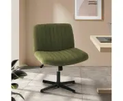 Oikiture Mid Back Armless Office Desk Chair Wide Seat Sherpa Green