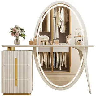 意式輕奢梳妝臺全身鏡收納柜一體小戶型臥室現代簡約巖板化妝桌
