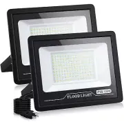 LED Flood Light Outdoor (2 Pack), 100W, 10000LM, IP66 Waterproof, Daylight Wh...