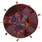 22" Pillow/Seat Cover Throw/Bean Bag Large With Bohemian Patchwork Burgundy