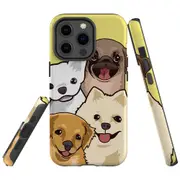 For Apple iPhone 13 Pro Max Case, Armour Back Cover, Illustrated Puppies