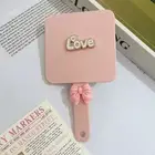 Cartoon LOVE Makeup Mirror With Comb Handle Mirror Girl Cosmetic Tools