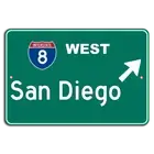 Head West to San Diego - Interstate 8 Aluminum Sign