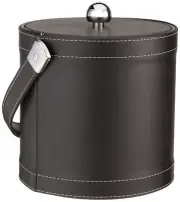 Kraftware Ice Bucket with Stitched Handle, Fabric Lid and Chrome Astro Ball K...