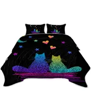 Romantic Cats Artistic Drawing Coverlet