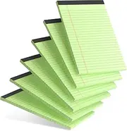 AILZFEI 6pcs Small Note Pad 5x8 College Ruled Green Legal Pads Paper Notepads 6 Pack Clear Print Writing Pads 5 x 8 Legal Pads Perforated Narrow Ruled Pads of Paper Green