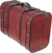 iplusmile 1Pc Vintage Wooden Suitcase Storage Box with Handle Retro Treasure Chest for Organizing Diaries Envelopes Postcards Decorative Storage Container for Home and Scene